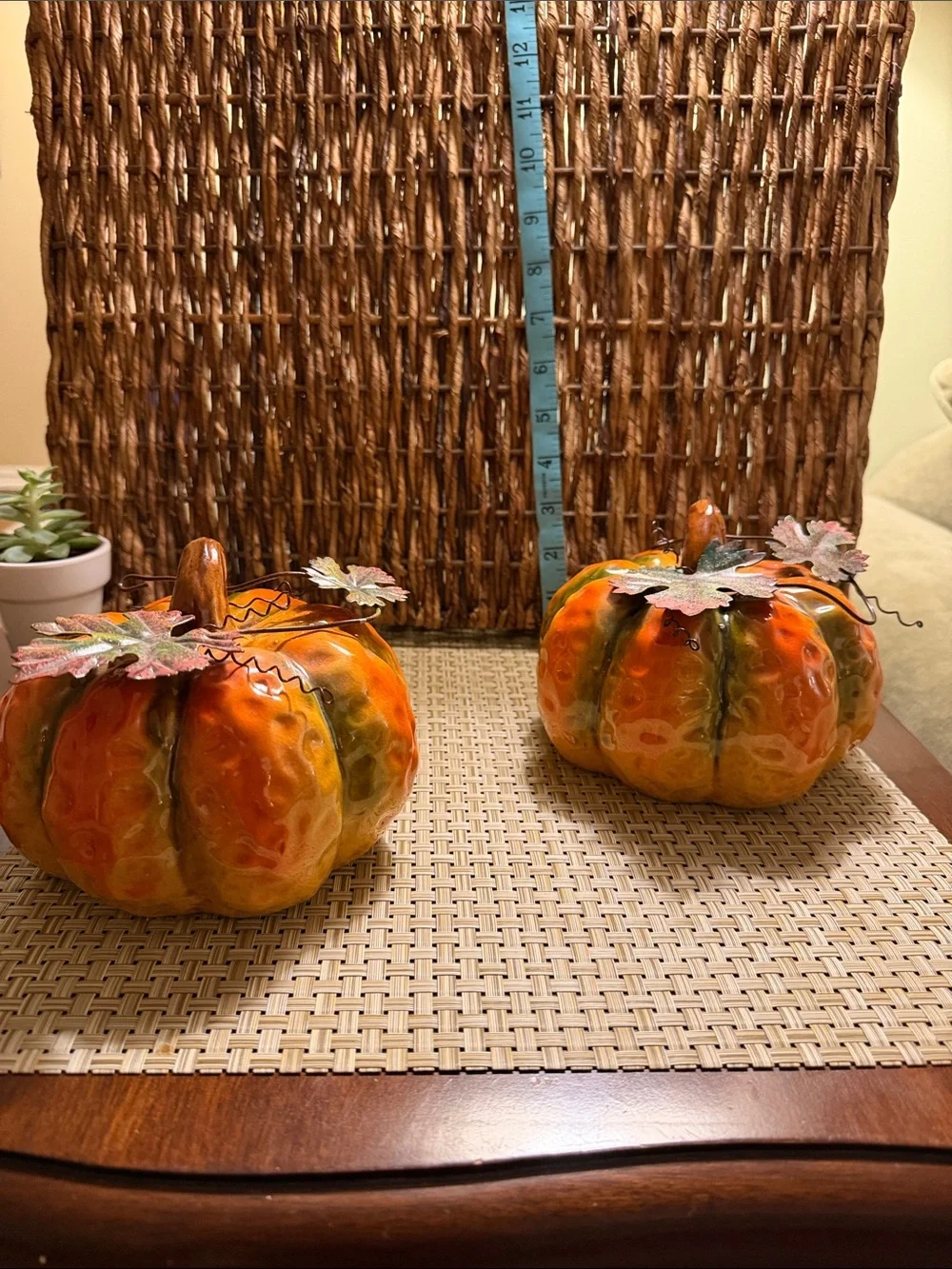 Set of 2 ceramic Pumpkins Halloween decor